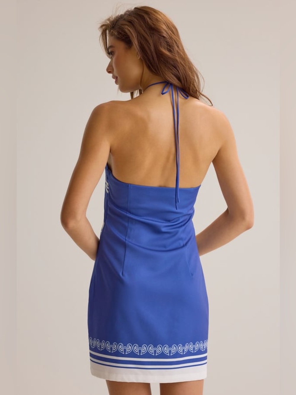 Altar’d State Bonnie Mini Bandana Halter Dress Blue White - Picture 4 of 5